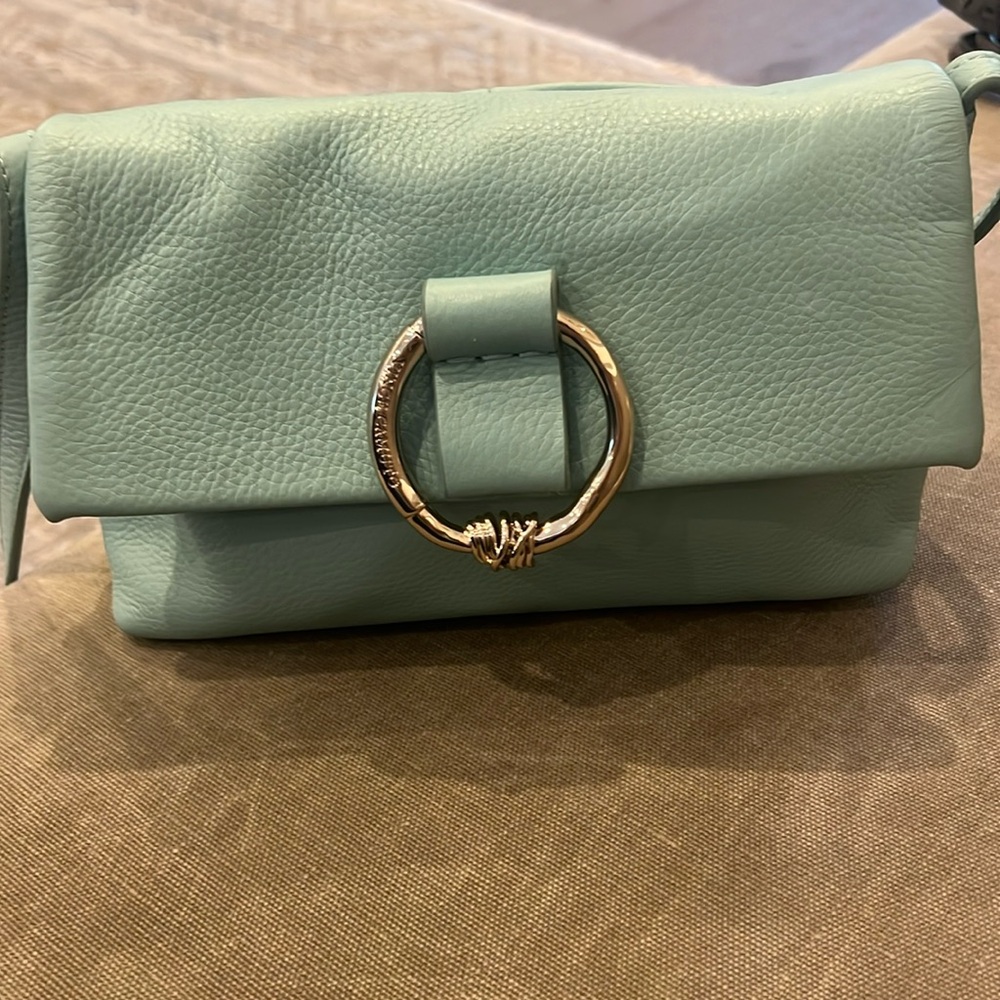 Vince Camuto Mint Green Crossbody Bag with Textured Leather Finish